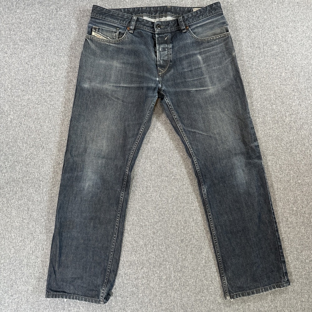 Diesel‎ Jeans Mens 34x32 Blue Stonewashed Waykee Regular Straight Leg Button Fly